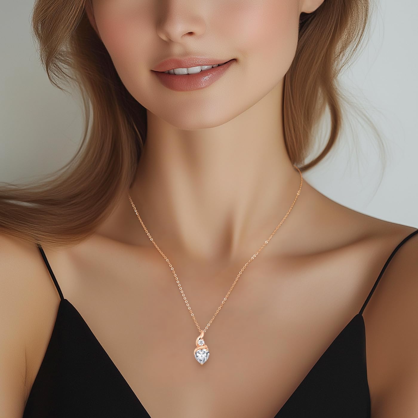 LOUISA SECRET Collana Donna Festa della Mamma Pendente Cuore Infinito da Donna in Argento Sterling 925 con Pietra Portafortuna Collana con Cuore di Fiamma Regalo per Lei