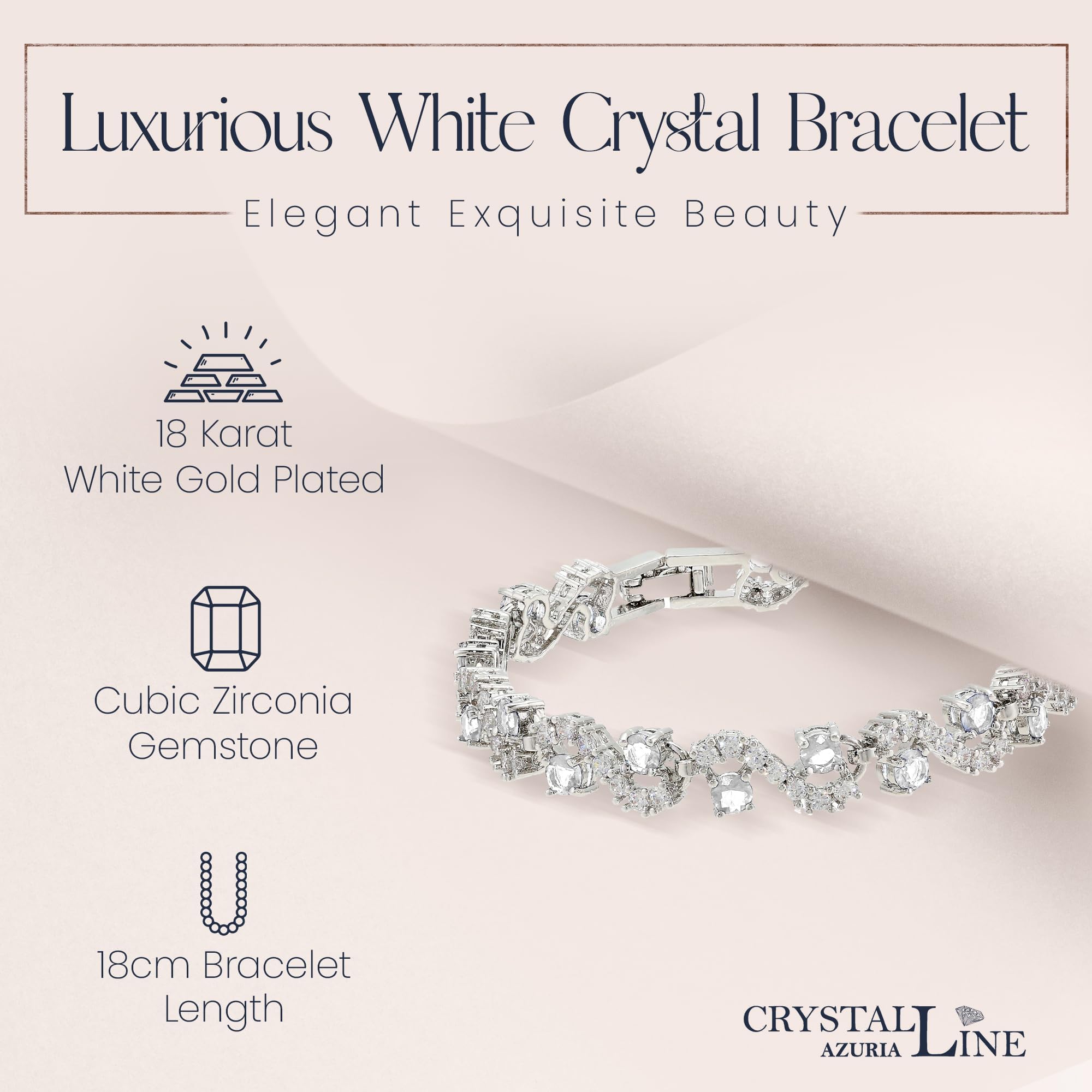 Crystalline Azuria 18ct Placcato Oro o Giallo Bracciale Tennis per Donne Bracciale Tennis Con Cubic Cristalli di Zirconi per Donne e Bambina in Scatola di Gioielli