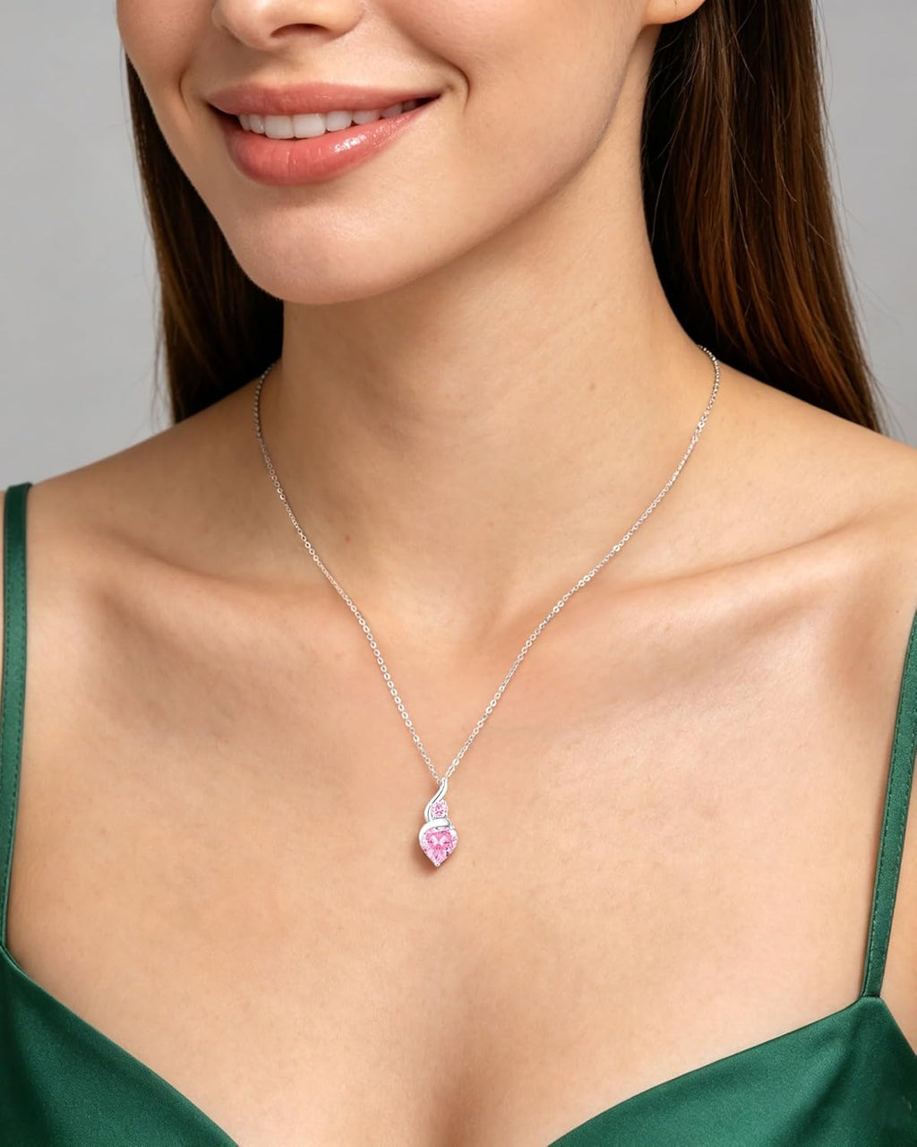 LOUISA SECRET Collana Donna Festa della Mamma Pendente Cuore Infinito da Donna in Argento Sterling 925 con Pietra Portafortuna Collana con Cuore di Fiamma Regalo per Lei