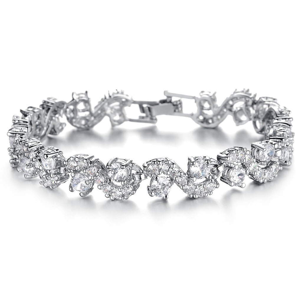 Crystalline Azuria 18ct Placcato Oro o Giallo Bracciale Tennis per Donne Bracciale Tennis Con Cubic Cristalli di Zirconi per Donne e Bambina in Scatola di Gioielli