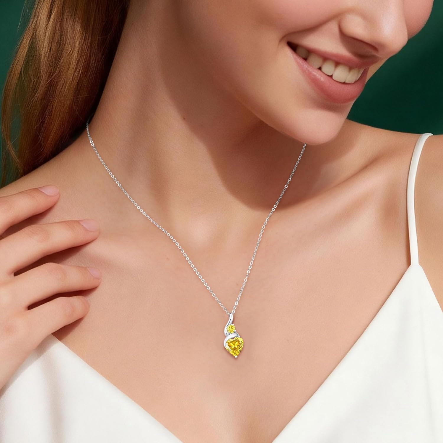 LOUISA SECRET Collana Donna Festa della Mamma Pendente Cuore Infinito da Donna in Argento Sterling 925 con Pietra Portafortuna Collana con Cuore di Fiamma Regalo per Lei