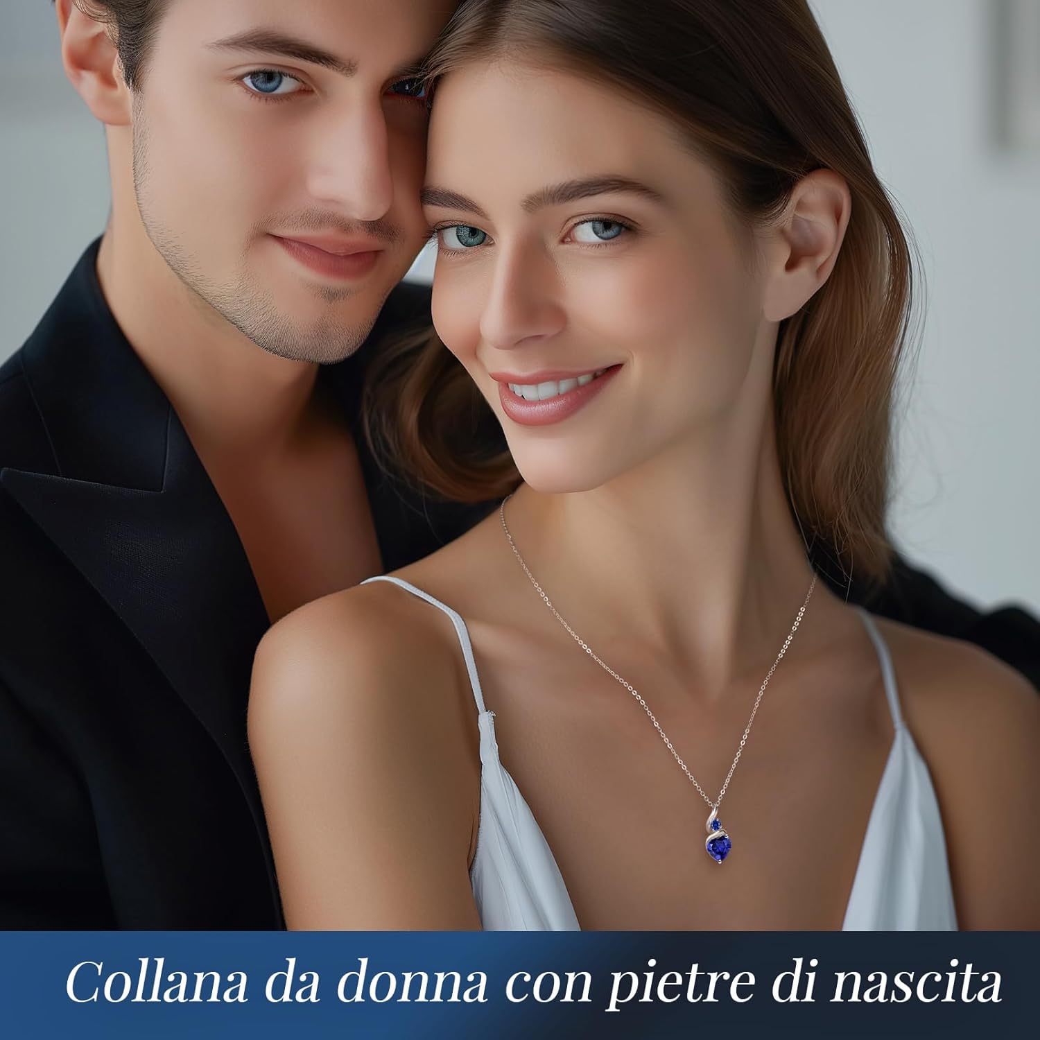 LOUISA SECRET Collana Donna Festa della Mamma Pendente Cuore Infinito da Donna in Argento Sterling 925 con Pietra Portafortuna Collana con Cuore di Fiamma Regalo per Lei