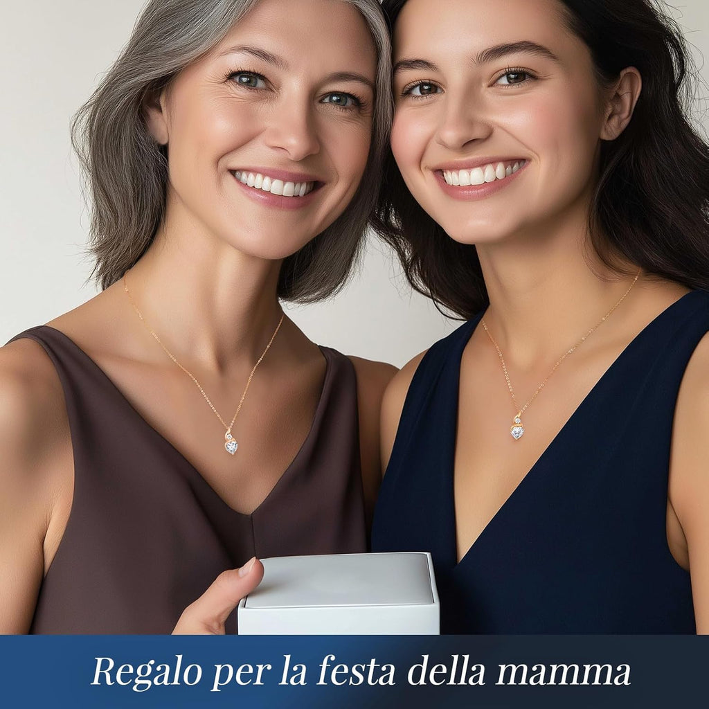 LOUISA SECRET Collana Donna Festa della Mamma Pendente Cuore Infinito da Donna in Argento Sterling 925 con Pietra Portafortuna Collana con Cuore di Fiamma Regalo per Lei
