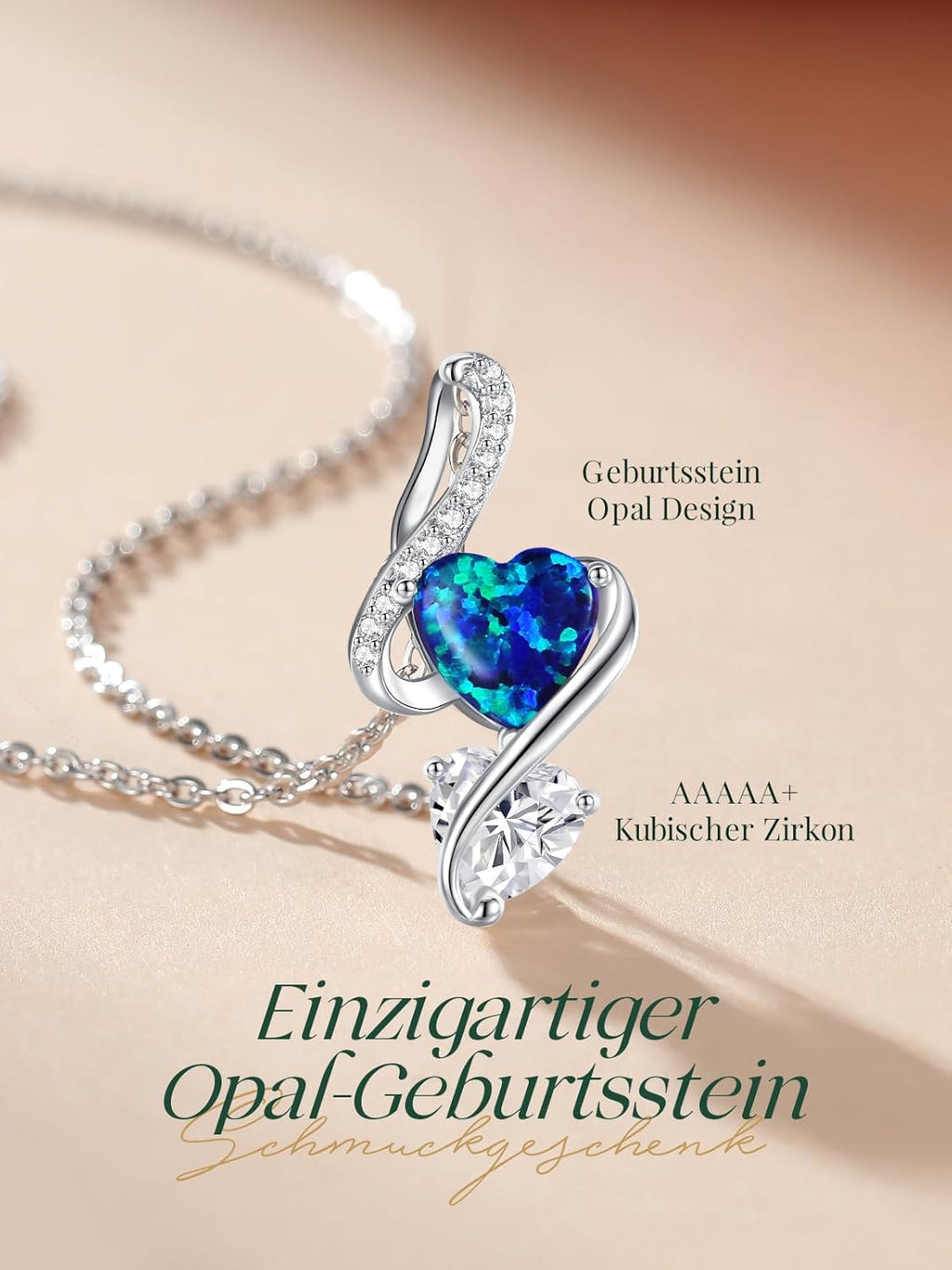 LOUISA SECRET Collana Donna Festa della Mamma Pendente Cuore Infinito da Donna in Argento Sterling 925 con Pietra Portafortuna Collana con Cuore di Fiamma Regalo per Lei