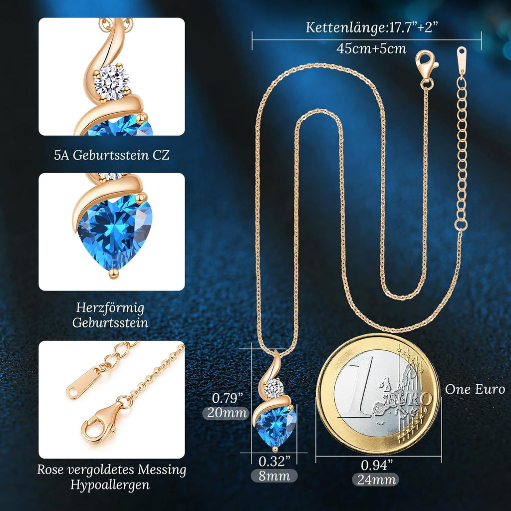 LOUISA SECRET Collana Donna Festa della Mamma Pendente Cuore Infinito da Donna in Argento Sterling 925 con Pietra Portafortuna Collana con Cuore di Fiamma Regalo per Lei