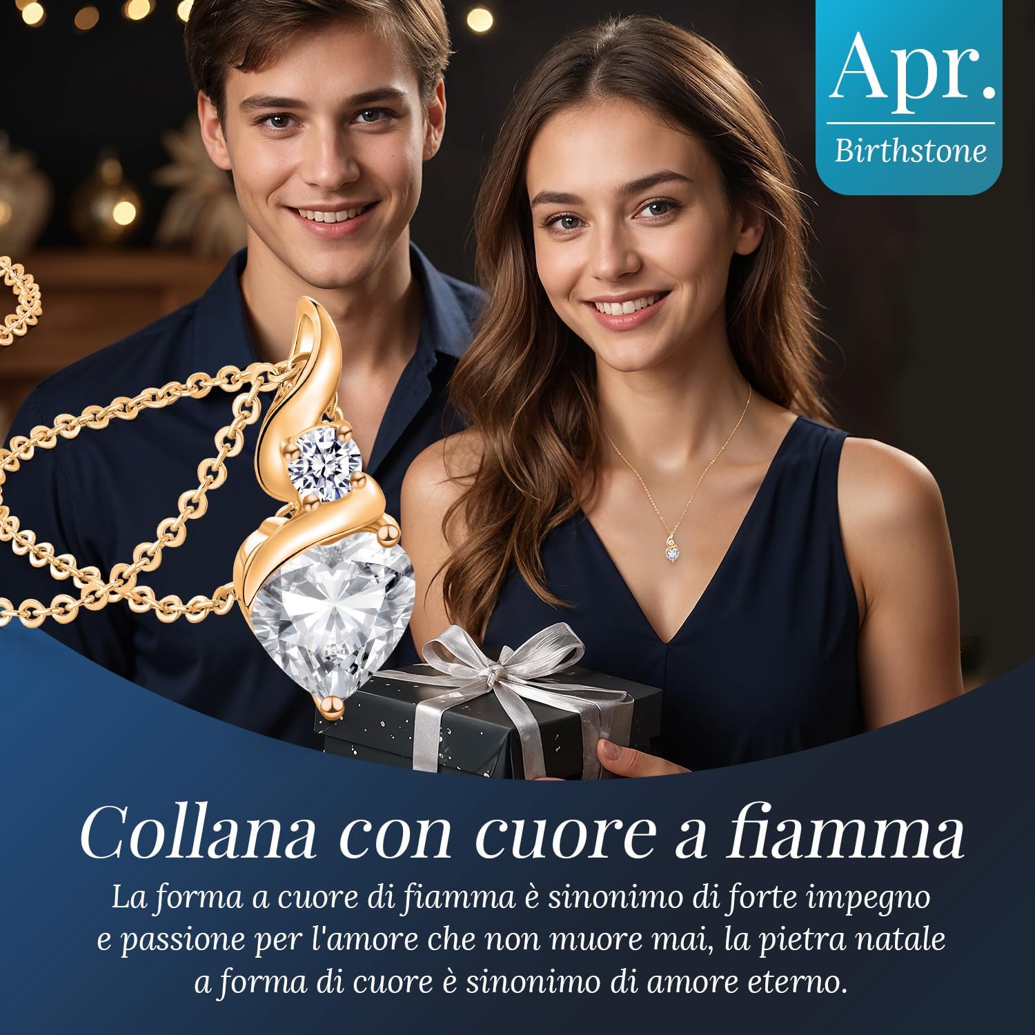 LOUISA SECRET Collana Donna Festa della Mamma Pendente Cuore Infinito da Donna in Argento Sterling 925 con Pietra Portafortuna Collana con Cuore di Fiamma Regalo per Lei