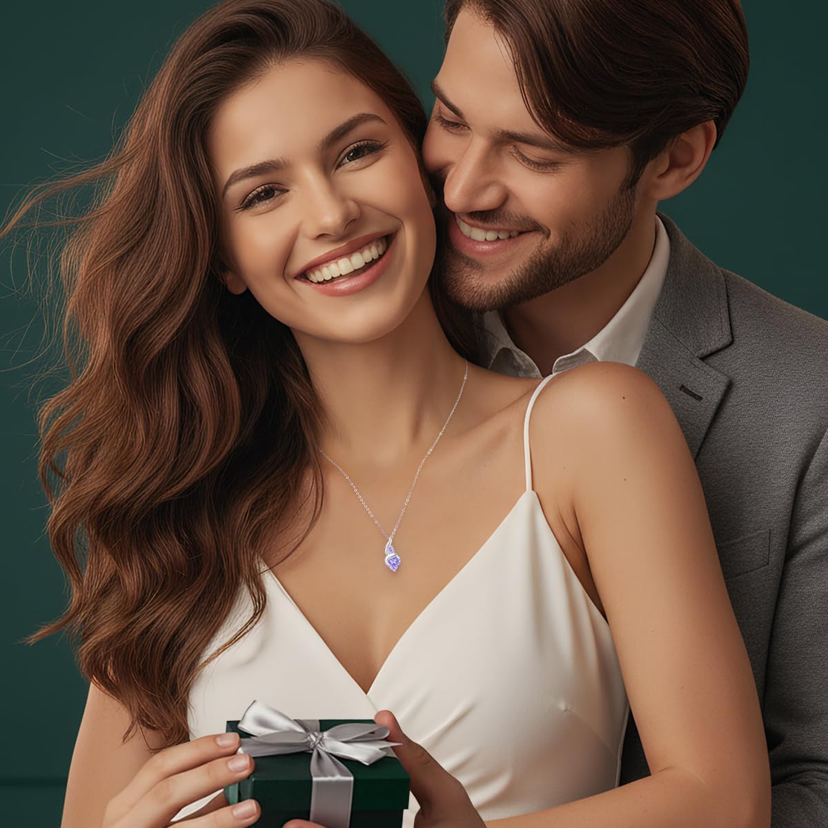 LOUISA SECRET Collana Donna Festa della Mamma Pendente Cuore Infinito da Donna in Argento Sterling 925 con Pietra Portafortuna Collana con Cuore di Fiamma Regalo per Lei