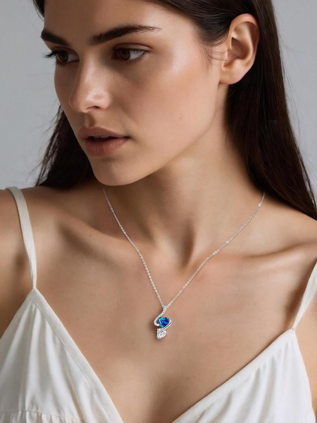 LOUISA SECRET Collana Donna Festa della Mamma Pendente Cuore Infinito da Donna in Argento Sterling 925 con Pietra Portafortuna Collana con Cuore di Fiamma Regalo per Lei