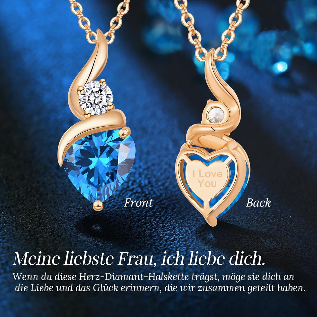 LOUISA SECRET Collana Donna Festa della Mamma Pendente Cuore Infinito da Donna in Argento Sterling 925 con Pietra Portafortuna Collana con Cuore di Fiamma Regalo per Lei