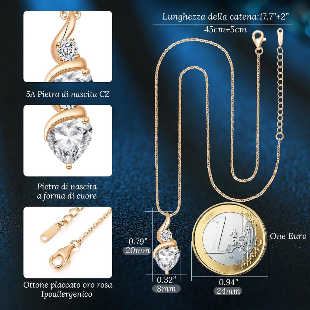 LOUISA SECRET Collana Donna Festa della Mamma Pendente Cuore Infinito da Donna in Argento Sterling 925 con Pietra Portafortuna Collana con Cuore di Fiamma Regalo per Lei