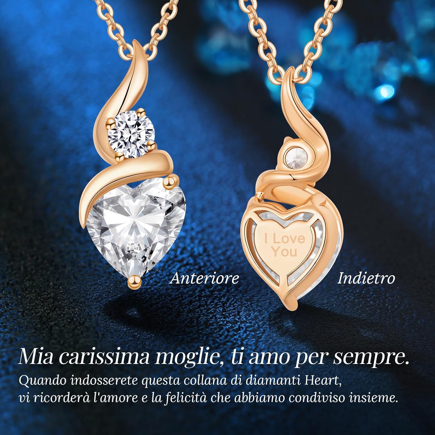 LOUISA SECRET Collana Donna Festa della Mamma Pendente Cuore Infinito da Donna in Argento Sterling 925 con Pietra Portafortuna Collana con Cuore di Fiamma Regalo per Lei