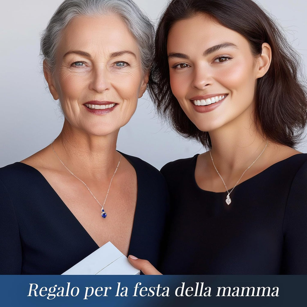 LOUISA SECRET Collana Donna Festa della Mamma Pendente Cuore Infinito da Donna in Argento Sterling 925 con Pietra Portafortuna Collana con Cuore di Fiamma Regalo per Lei
