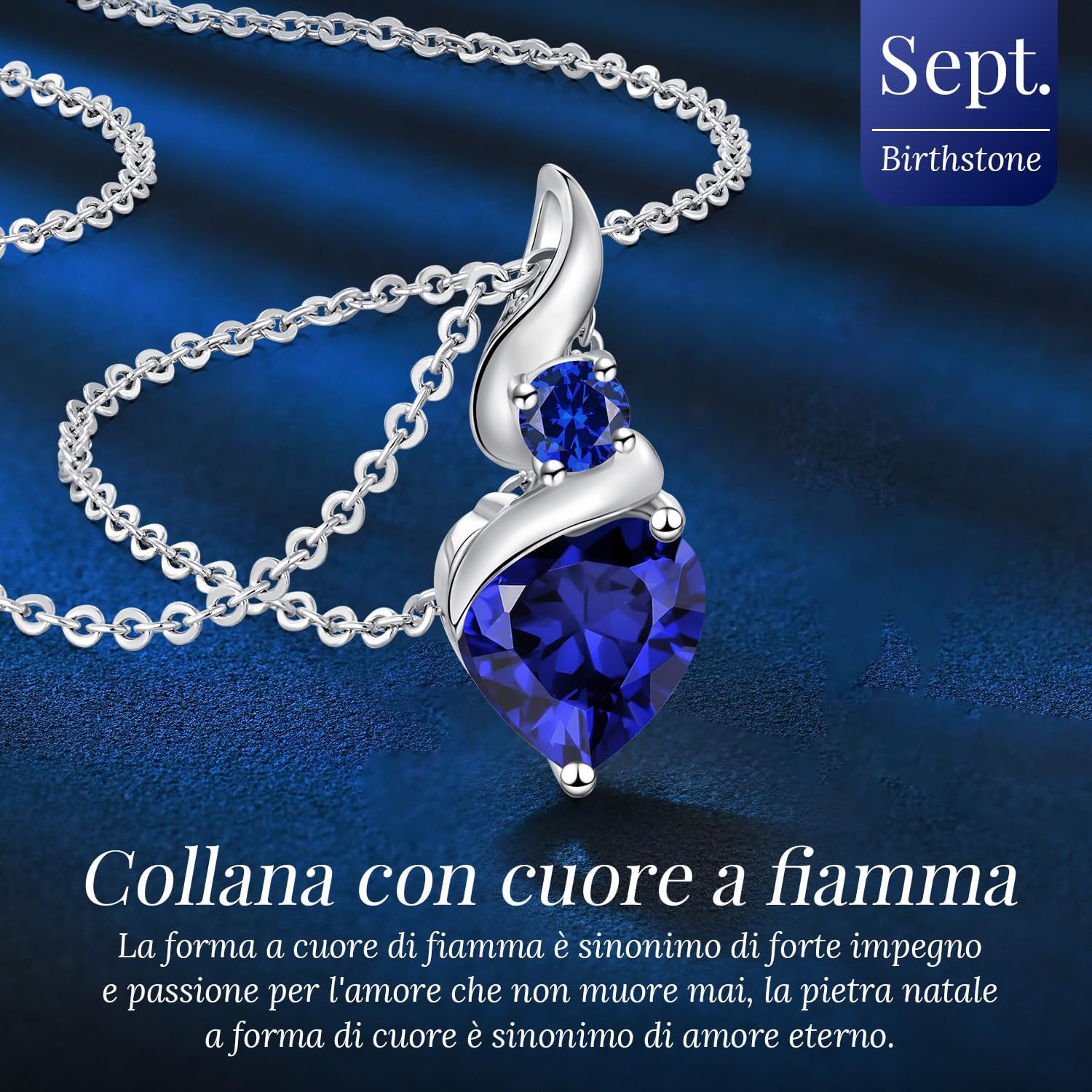 LOUISA SECRET Collana Donna Festa della Mamma Pendente Cuore Infinito da Donna in Argento Sterling 925 con Pietra Portafortuna Collana con Cuore di Fiamma Regalo per Lei
