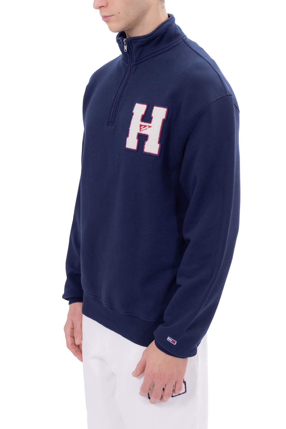 TOMMY JEANS - Men's summer sweatshirt with half zip and logo  - Size L-9