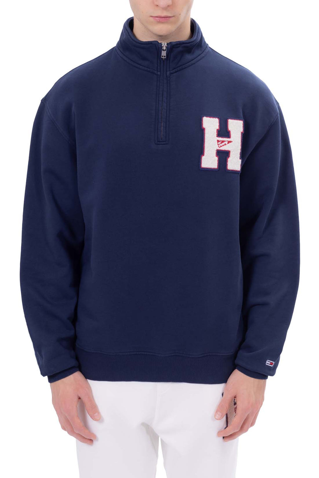 TOMMY JEANS - Men's summer sweatshirt with half zip and logo  - Size L-3