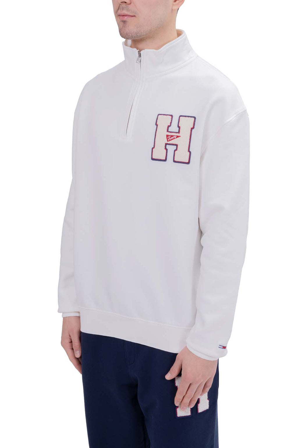 TOMMY JEANS - Men's summer sweatshirt with half zip and logo  - Size L-21