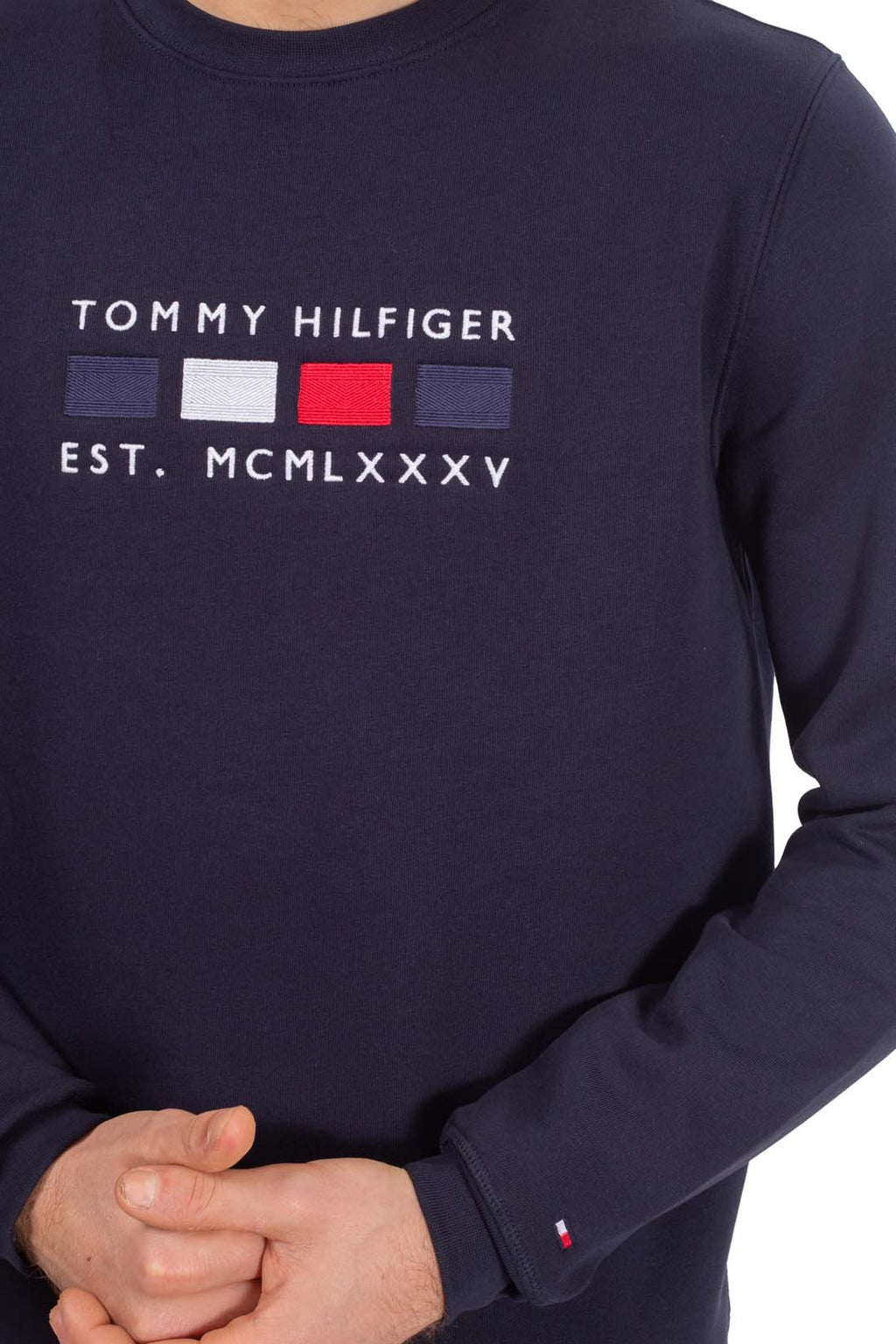 TOMMY HILFIGER - Men's crewneck sweatshirt with embroidered logo  - Size XL