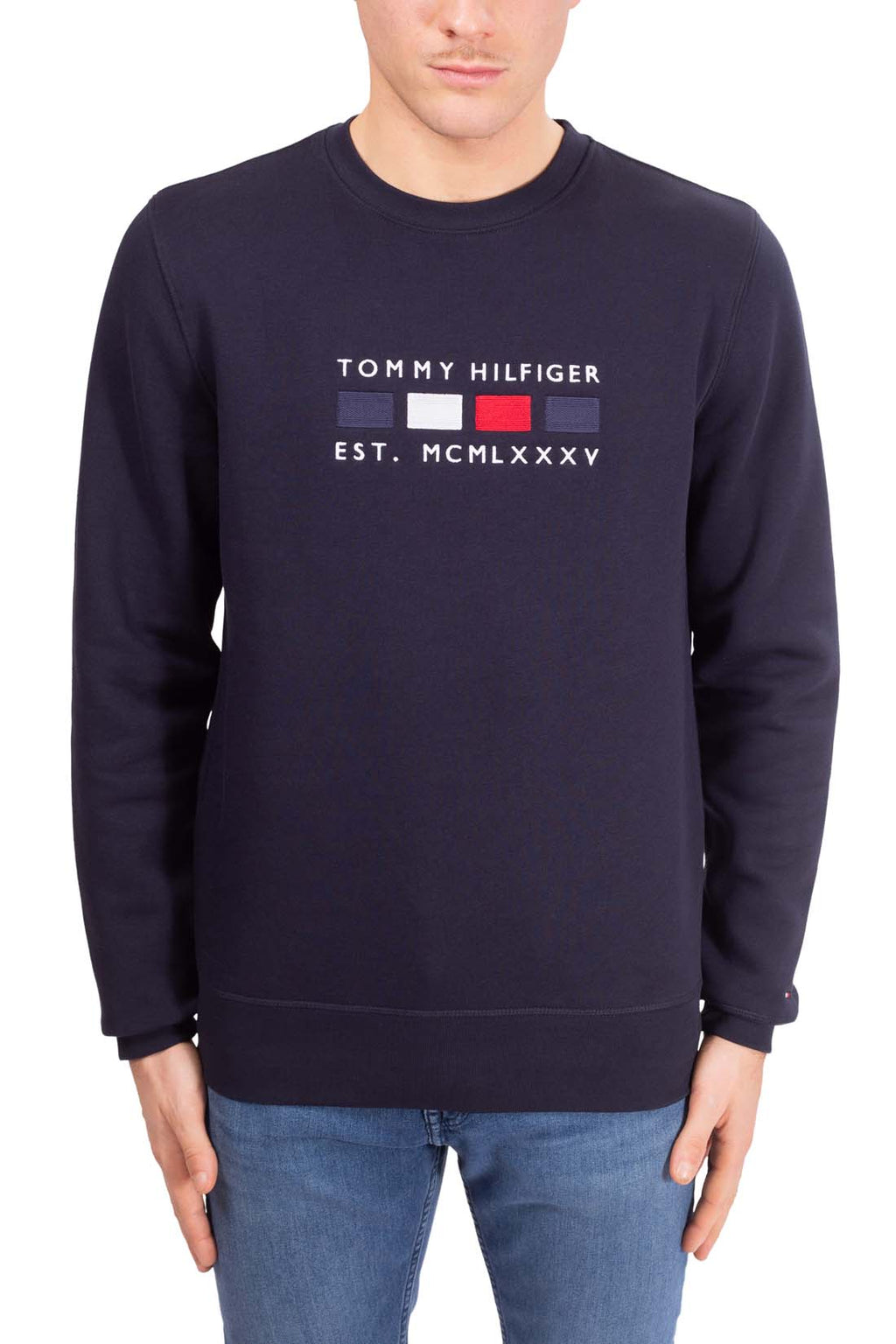 TOMMY HILFIGER - Men's crewneck sweatshirt with embroidered logo  - Size XL