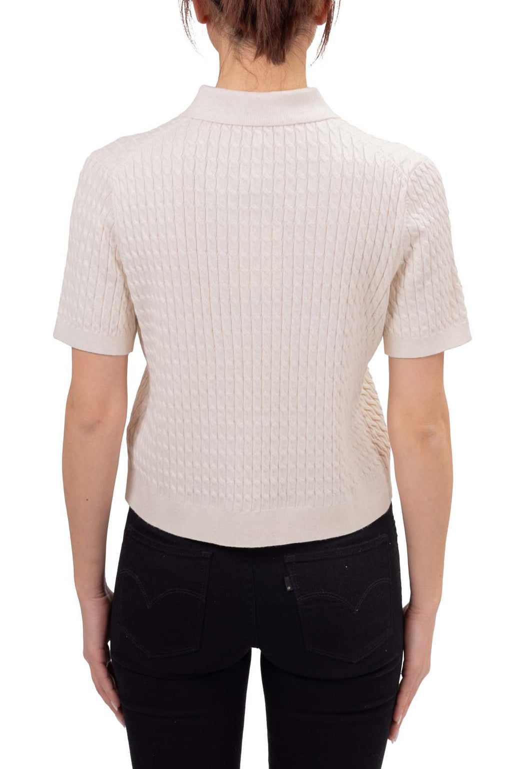 TOMMY HILFIGER - Women's cable polo shirt  - Size L-14