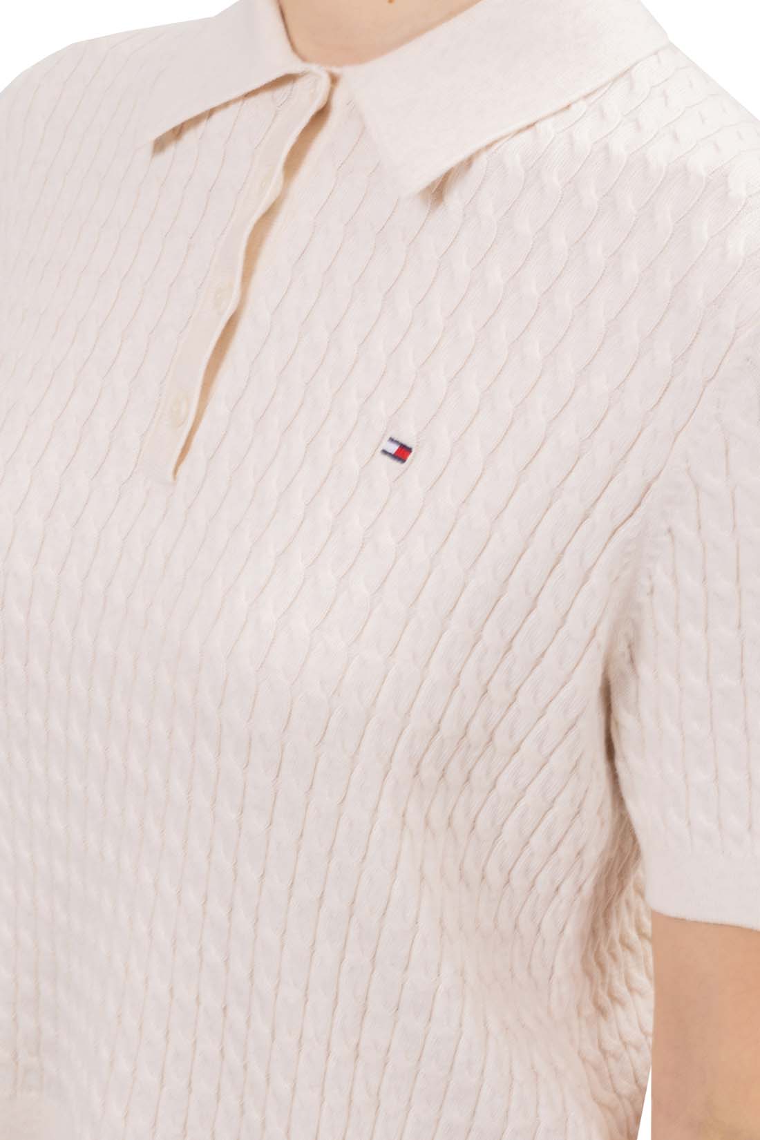 TOMMY HILFIGER - Women's cable polo shirt  - Size L-12