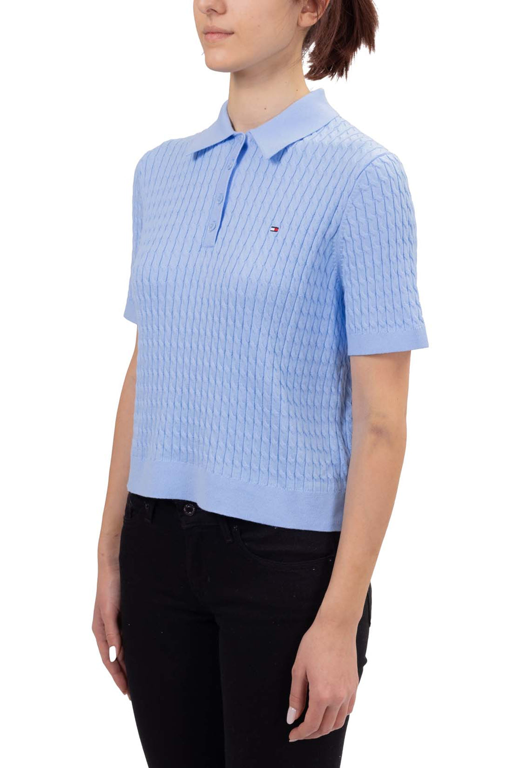 TOMMY HILFIGER - Women's cable polo shirt  - Size L-25