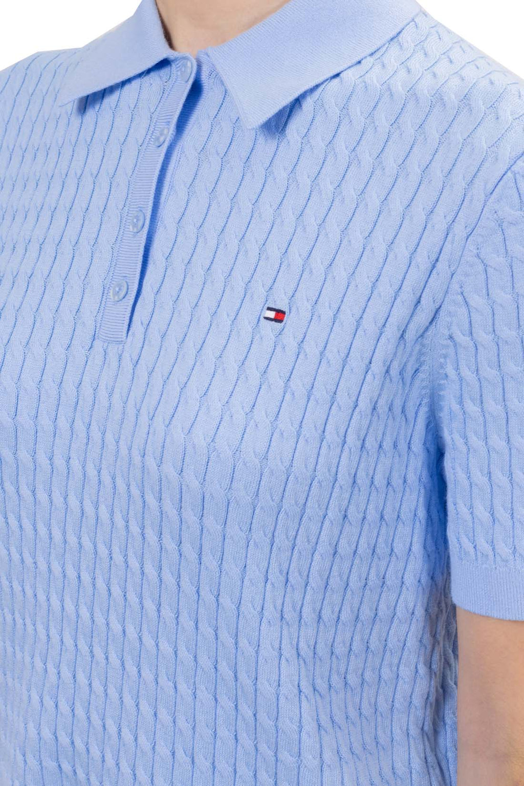 TOMMY HILFIGER - Women's cable polo shirt  - Size L-20