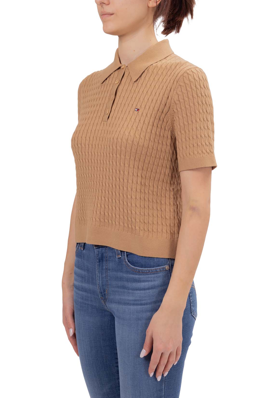TOMMY HILFIGER - Women's cable polo shirt  - Size L-33