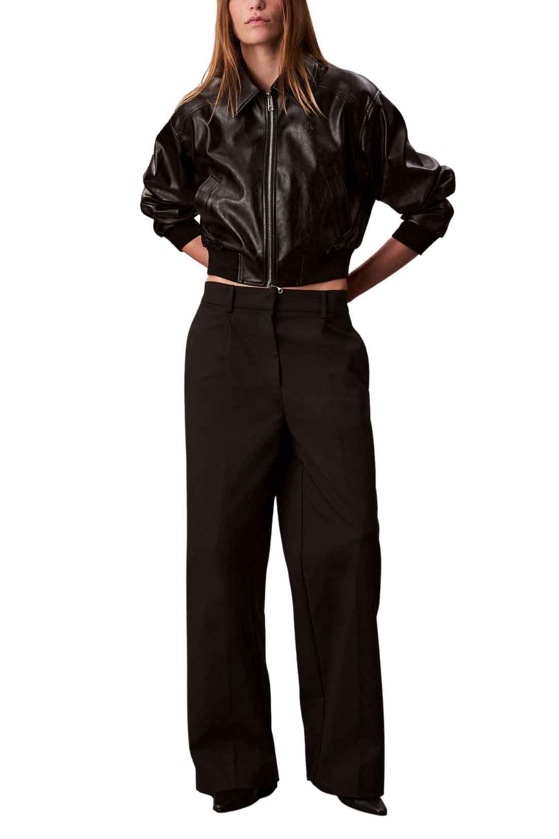 CALVIN KLEIN - Women's crop bomber jacket with monogram-1