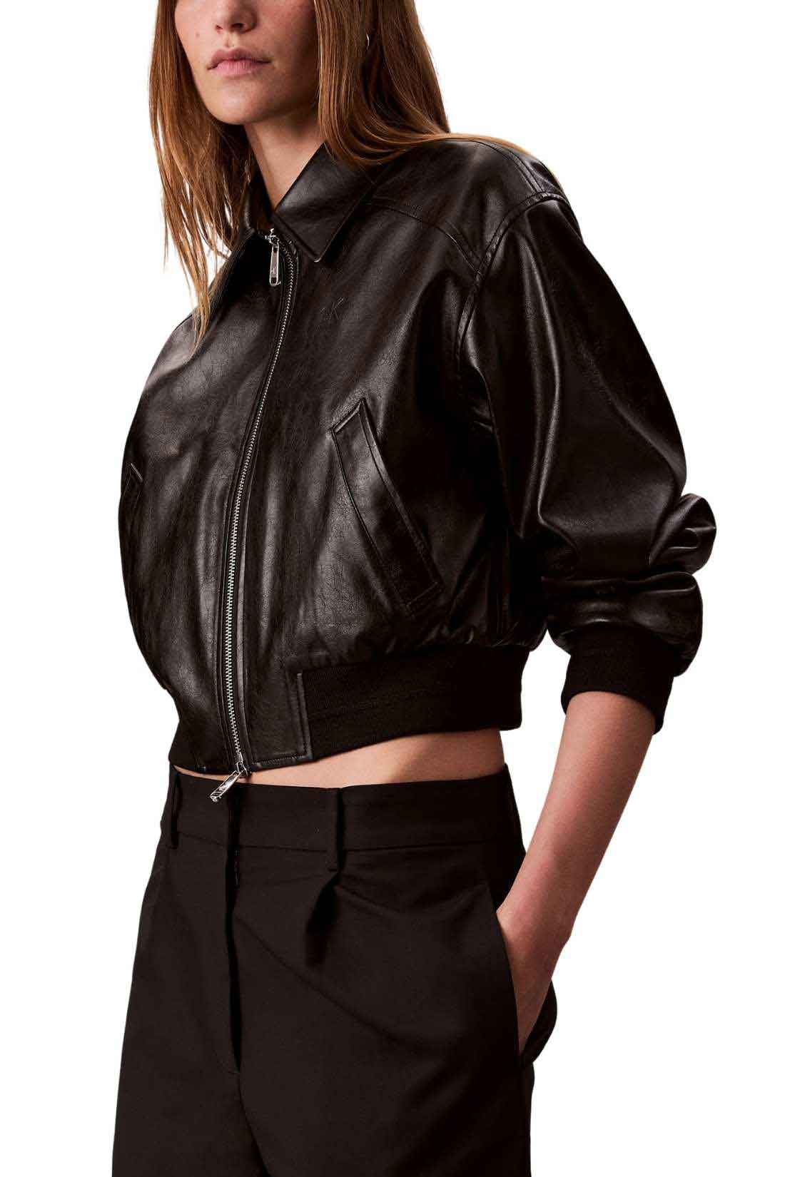 CALVIN KLEIN - Women's crop bomber jacket with monogram-3