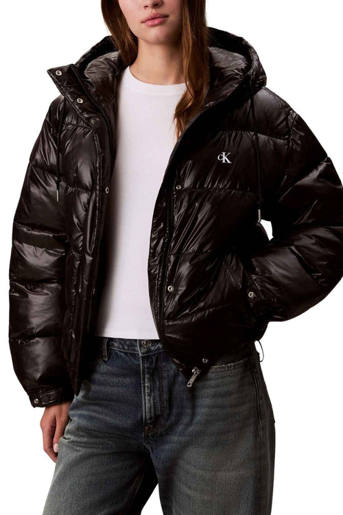 CALVIN KLEIN - Women's shiny down jacket with hood-0