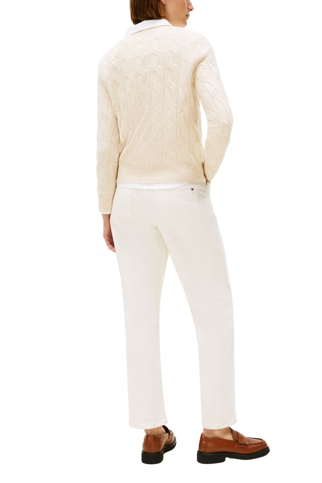 TOMMY HILFIGER - Women's cable wool sweater  - Size L-2