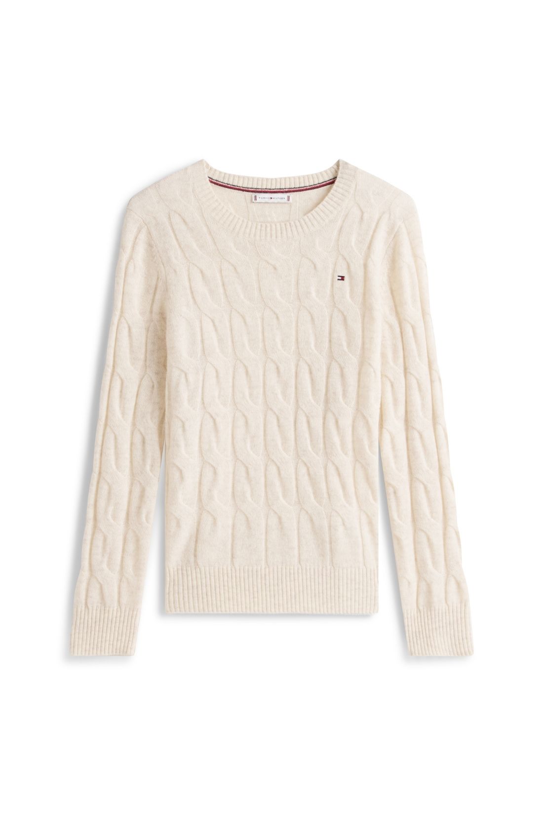 TOMMY HILFIGER - Women's cable wool sweater  - Size L-4