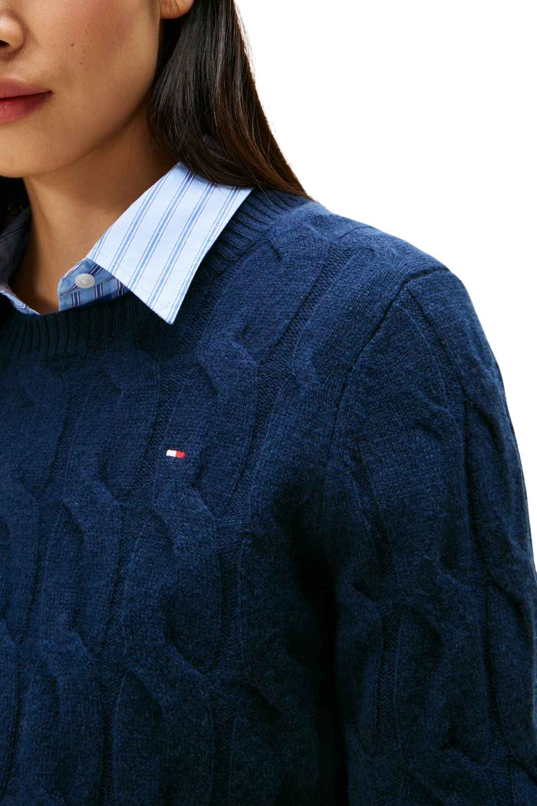 TOMMY HILFIGER - Women's cable wool sweater  - Size L-7