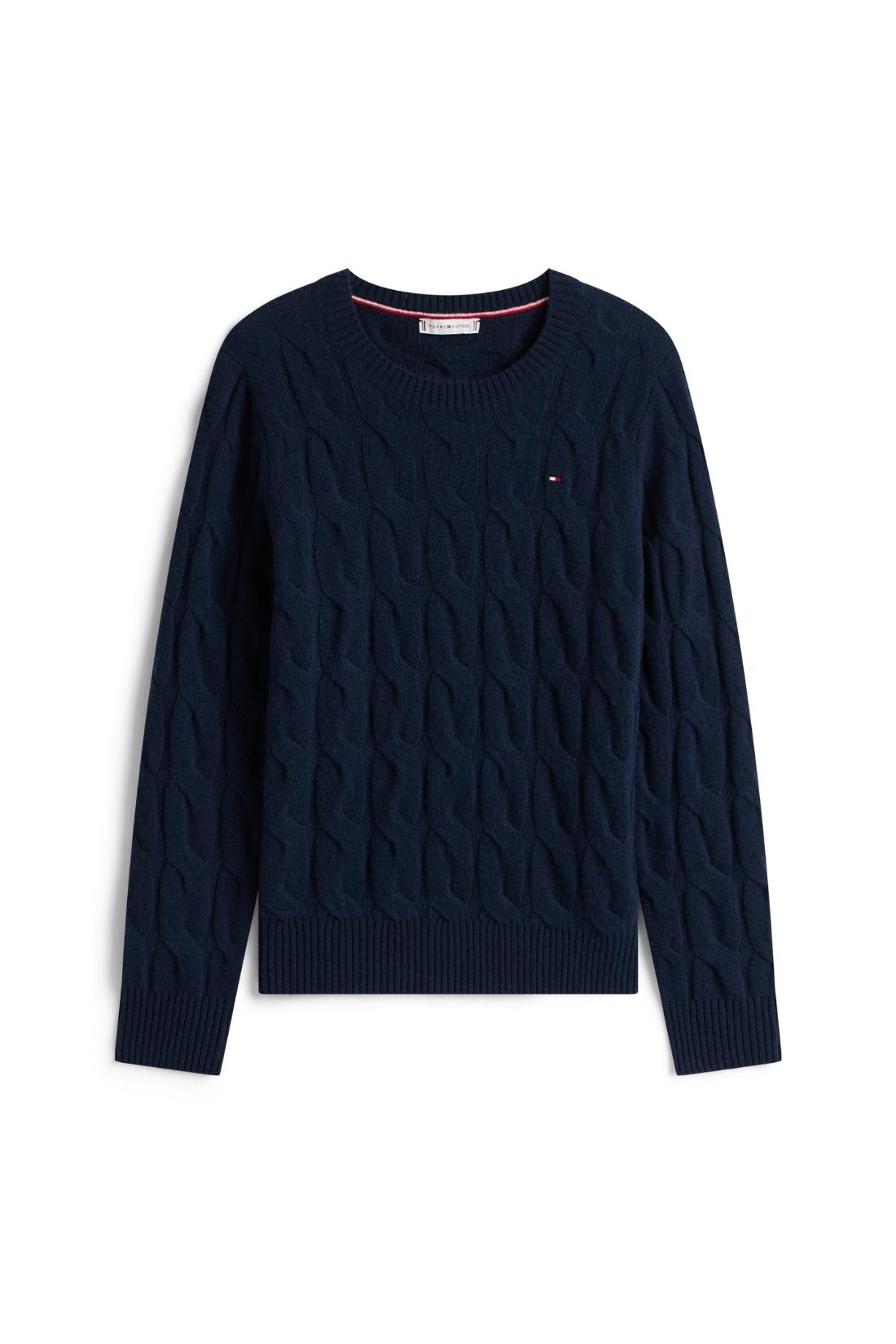 TOMMY HILFIGER - Women's cable wool sweater  - Size L-8